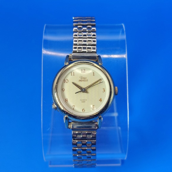 Vintage 1997 Timex Indiglo 24mm Women's Quartz Watch Stretch Bracelet Restored - Picture 2 of 9